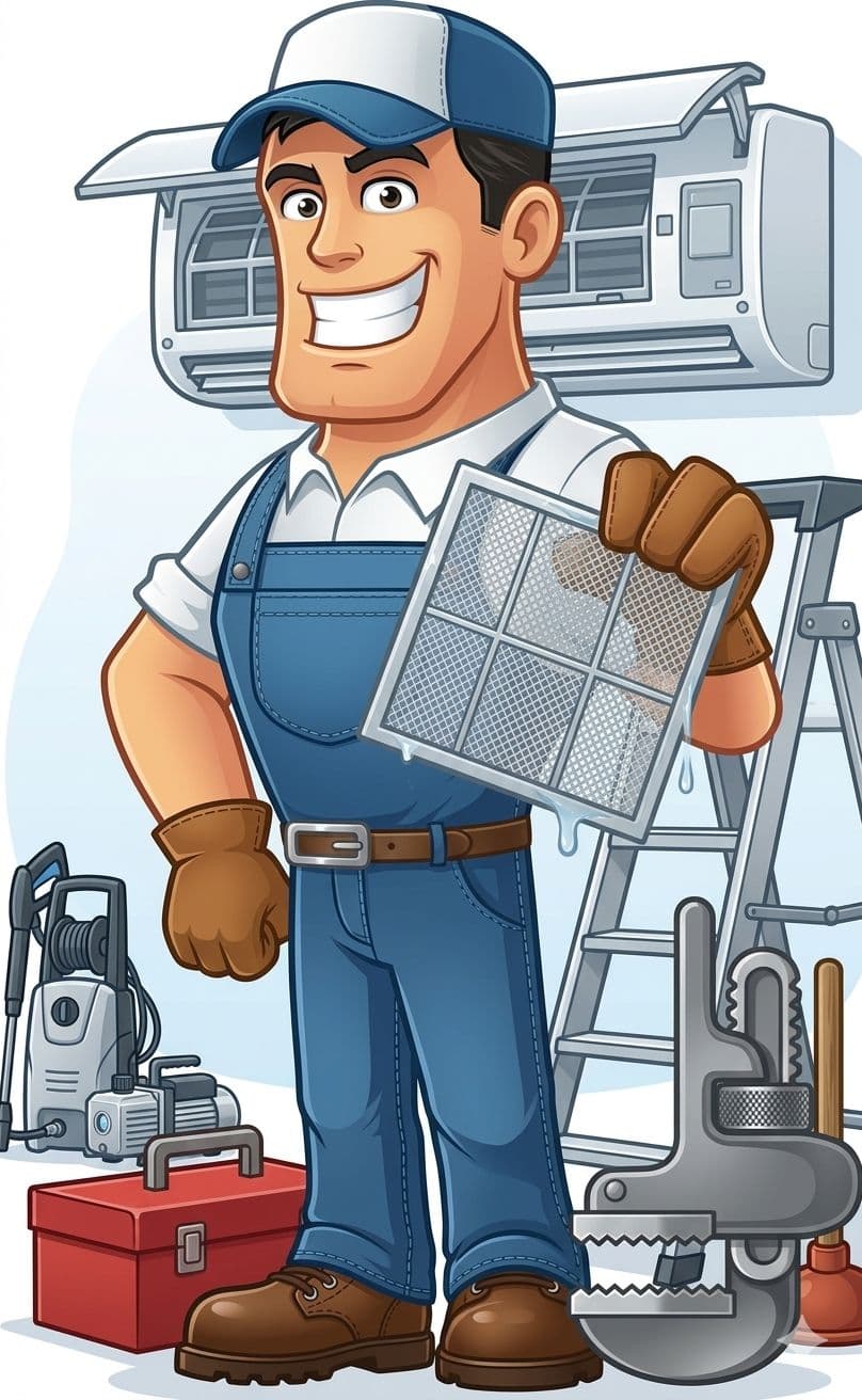 Technician illustration for AC service booking form